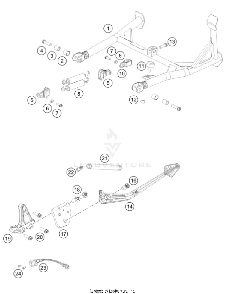 Side / Center Stand 1290 SUPER ADVENTURE S, orange CHASSIS - 2023 Schematic