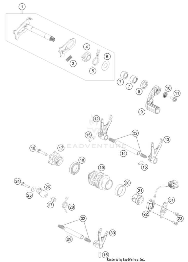 Shifting Mechanism 250 SX-F ENGINE - 2026 Schematic