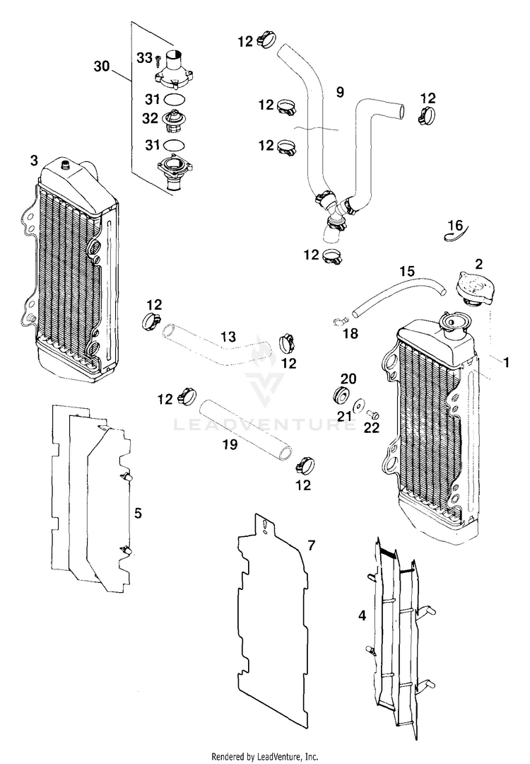 Cooling System (Usa) 125 EXC Engine - 2000 Schematic