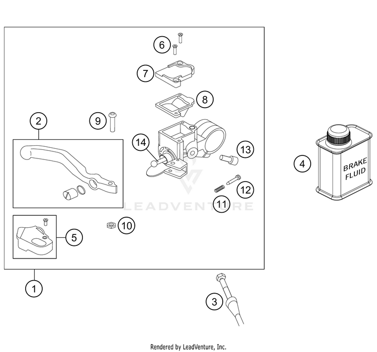 Front Brake Control 50 SX Factory Edition Chassis - 2021 Schematic