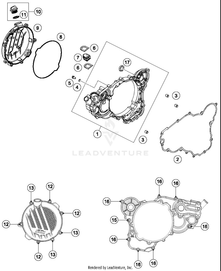 Clutch Cover 250 XC-W TPI ENGINE - 2019 Schematic