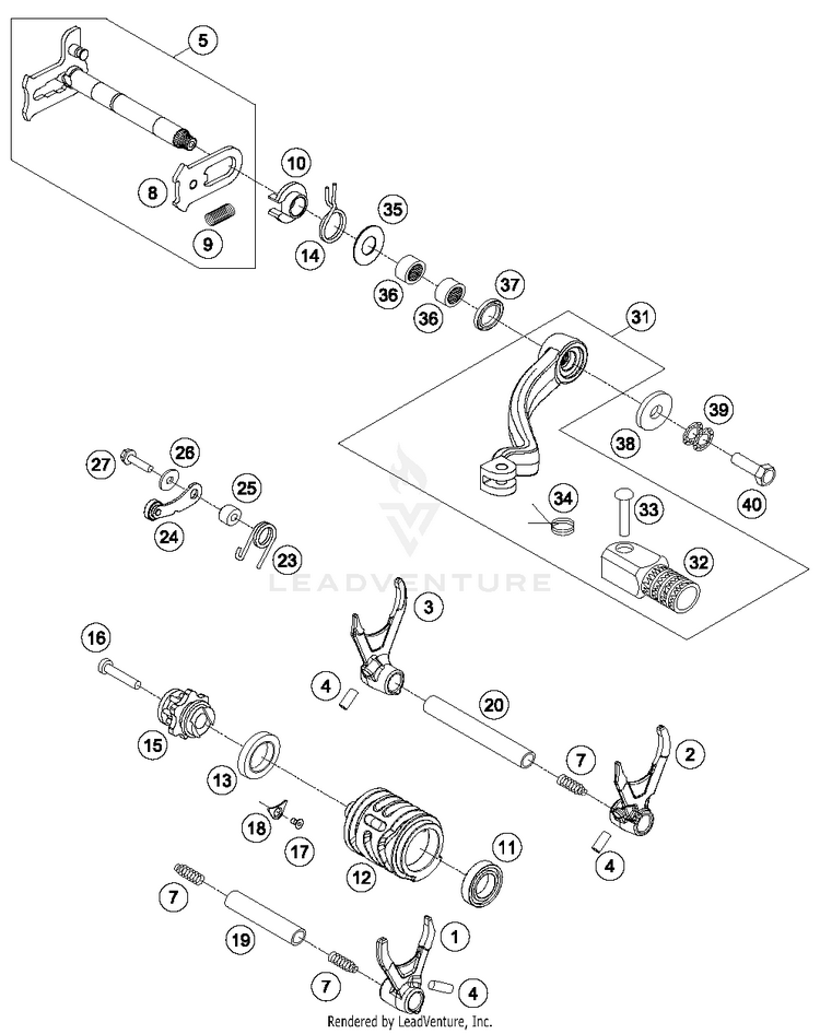Shifting Mechanism 350 XCFW SIXDAYS Engine - 2015 Schematic