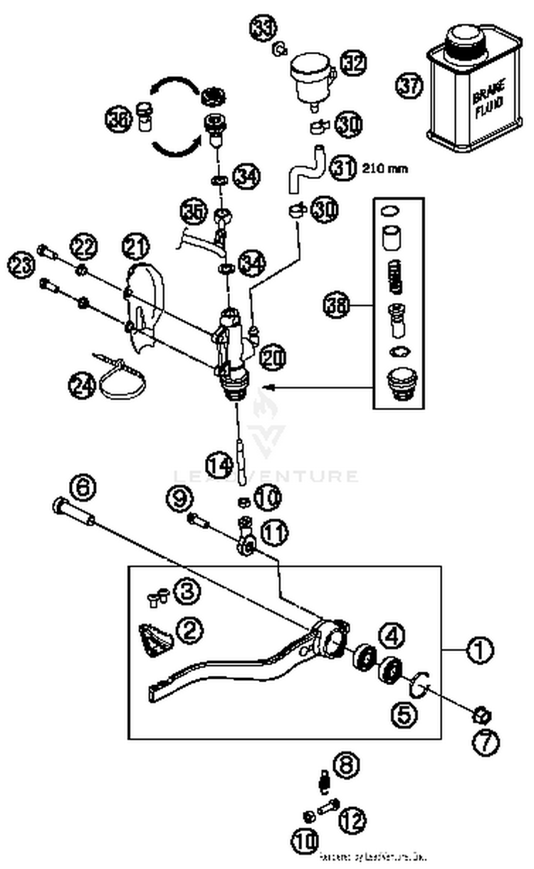 Rear Brake Control 690 DUKE WHITE Chassis - 2016 Schematic