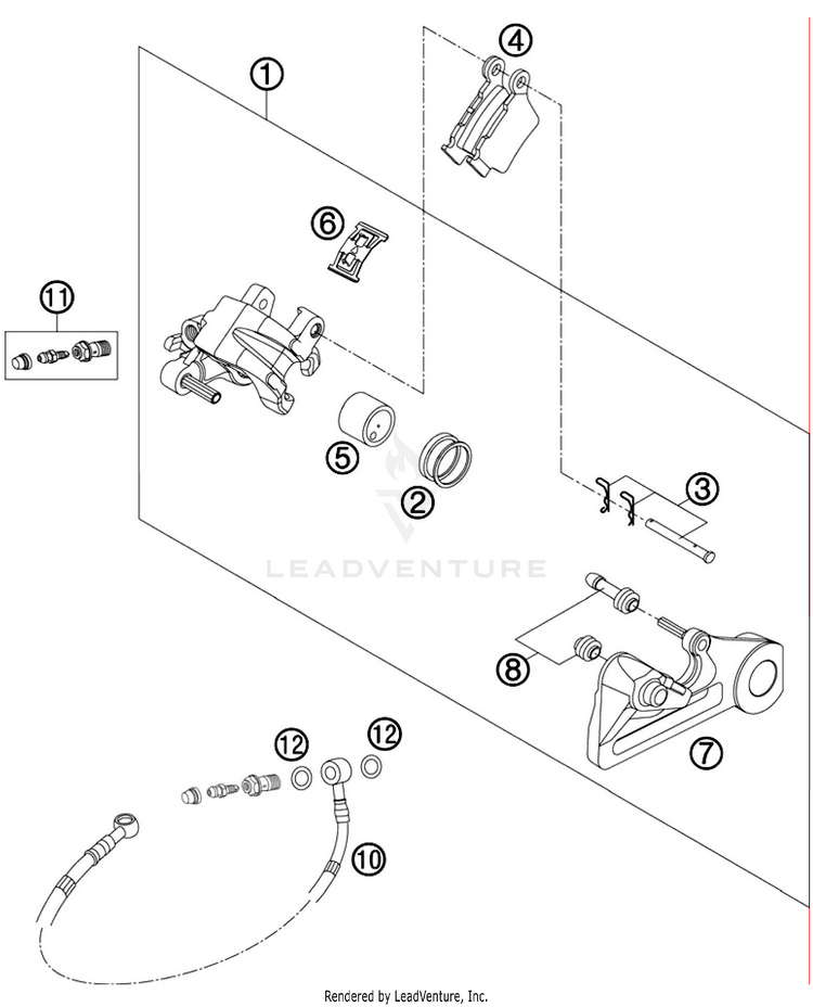 Brake Caliper Rear 250 SX-F Chassis - 2010 Schematic