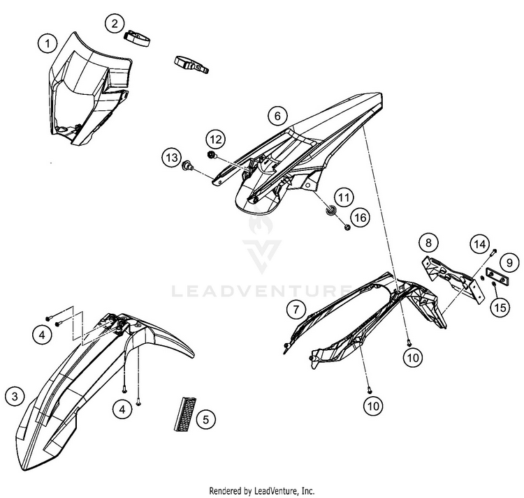 Mask, Fenders 450 EXC-F SIX DAYS CHASSIS - 2019 Schematic