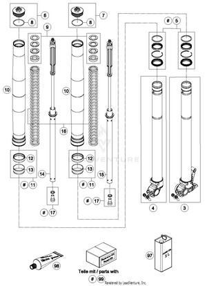 Front Fork Disassembled Schematic