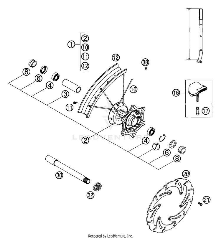 Front Wheel 125 SX Chassis - 2002 Schematic