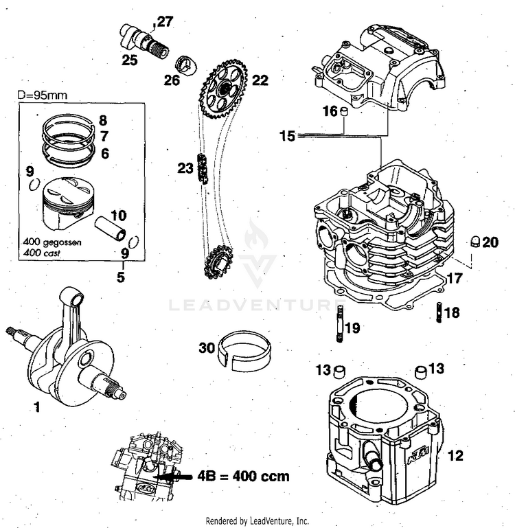 Parts Only For 400 R/Xc E Usa 620 RXC-E Engine - 1997 Schematic