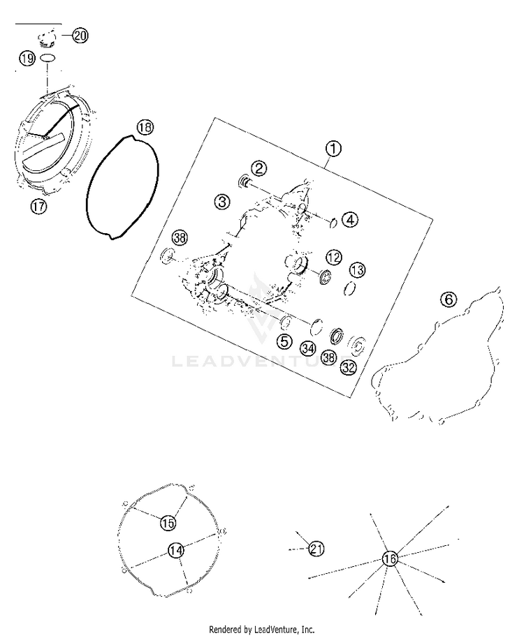 Clutch Cover 350 EXC-F Engine - 2013 Schematic