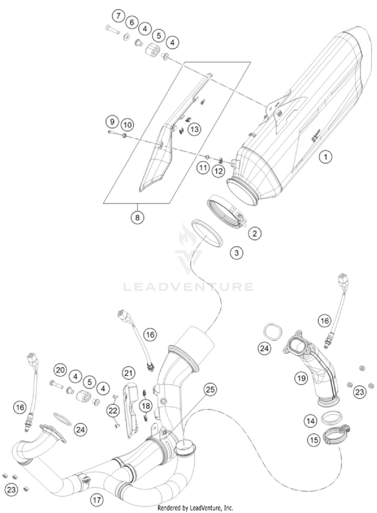 Exhaust System 1290 SUPER ADVENTURE R OT CHASSIS - 2024 Schematic