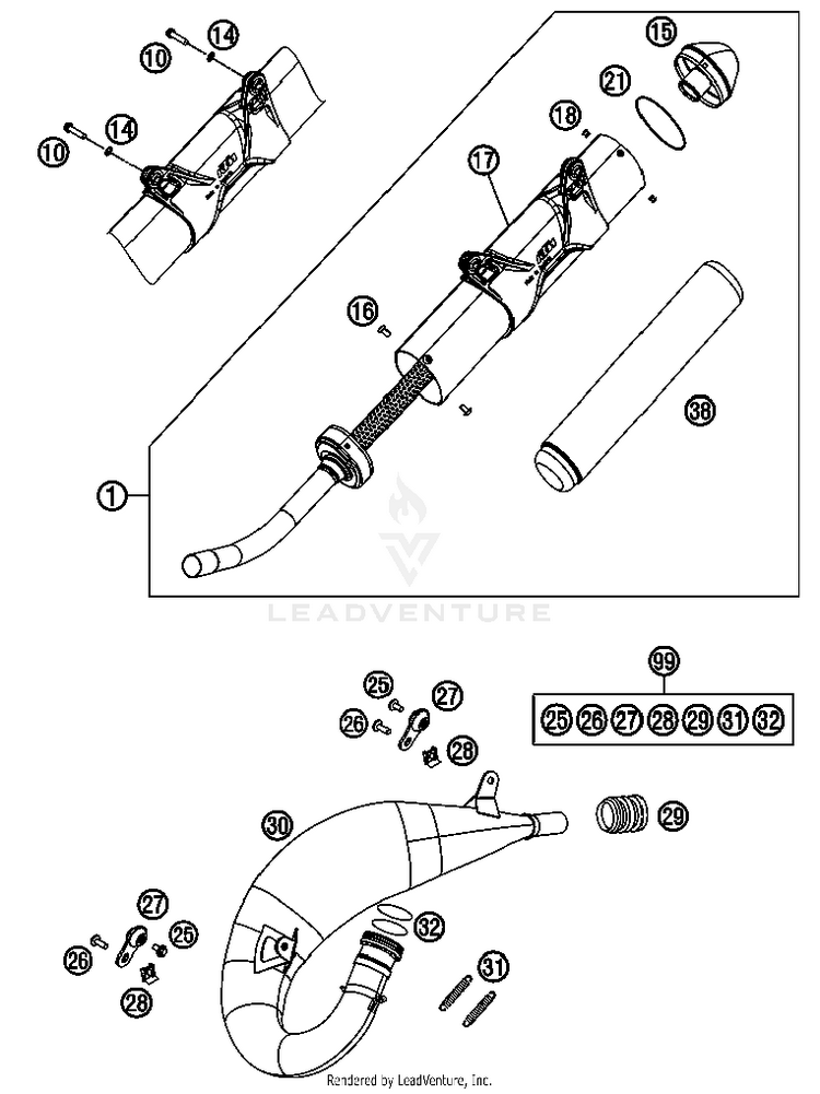 Exhaust System 150 XC USA Chassis - 2013 Schematic