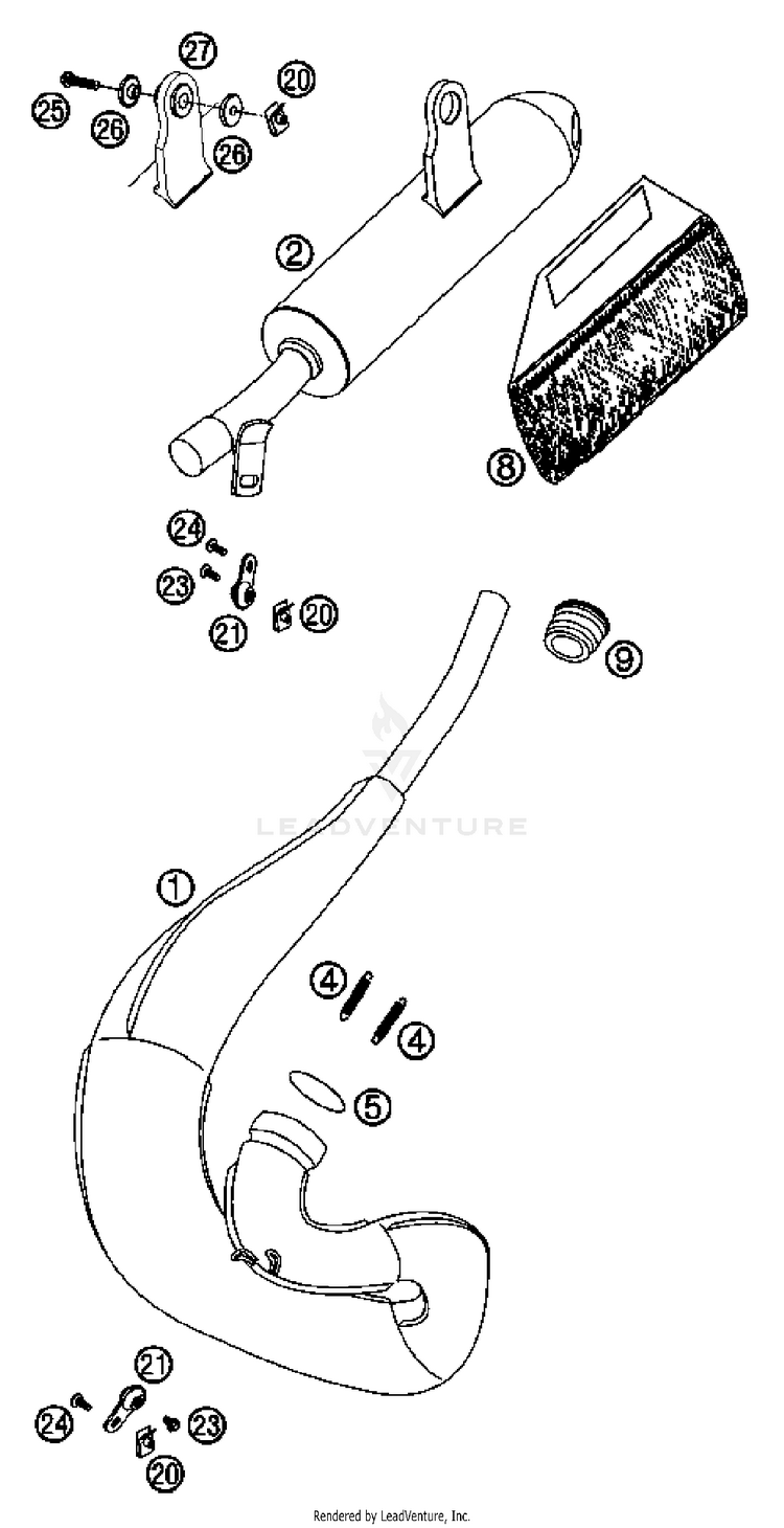 Exhaust System 50 SX Chassis - 2007 Schematic