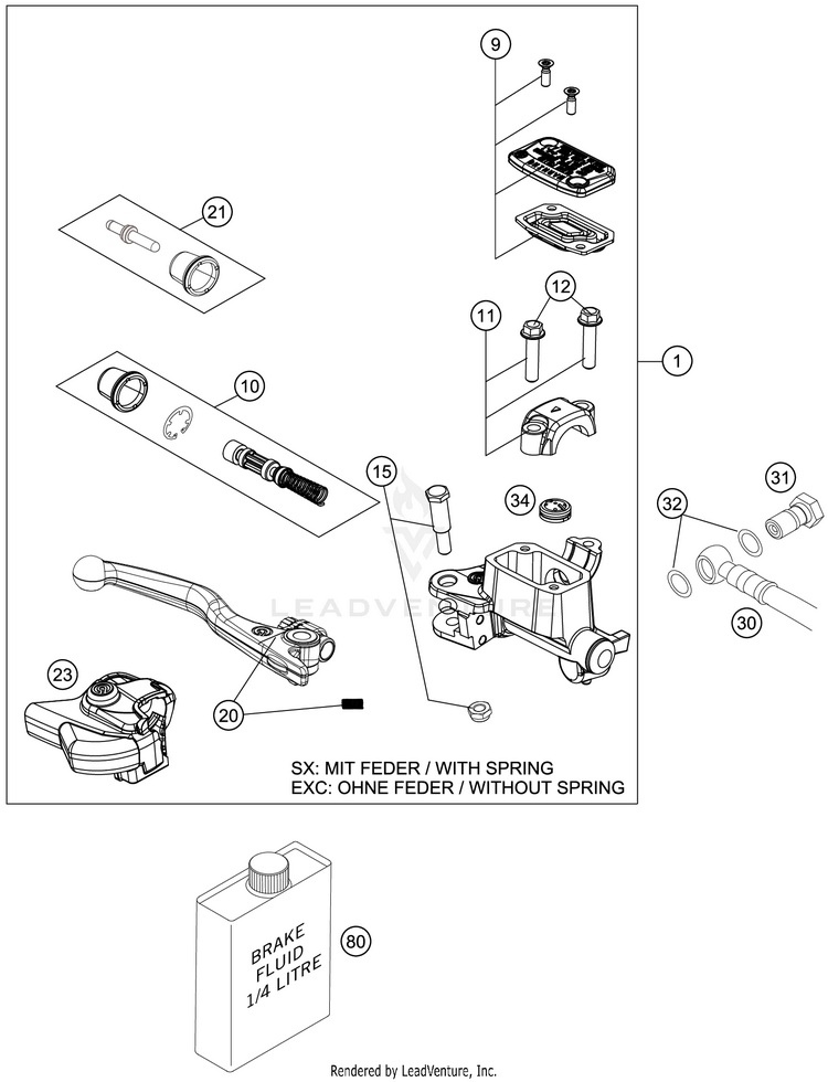 Front Brake Control 300 XC TPI CHASSIS - 2020 Schematic