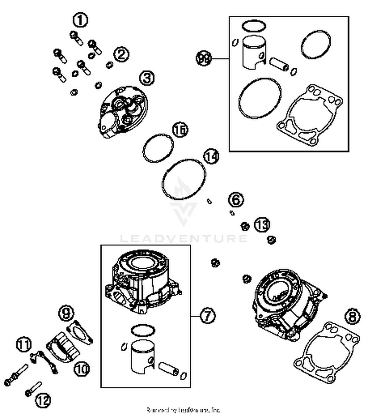 Cylinder, Cylinder Head 50 SX Mini Engine - 2014 Schematic