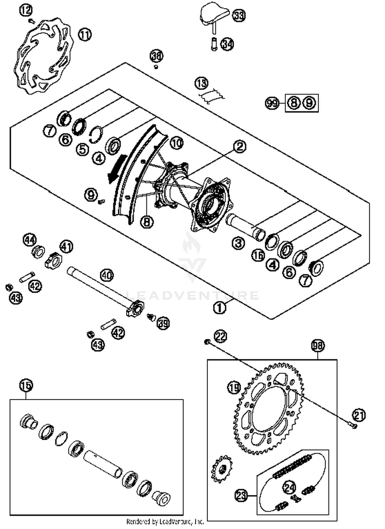 Rear Wheel 150 XC Chassis - 2014 Schematic