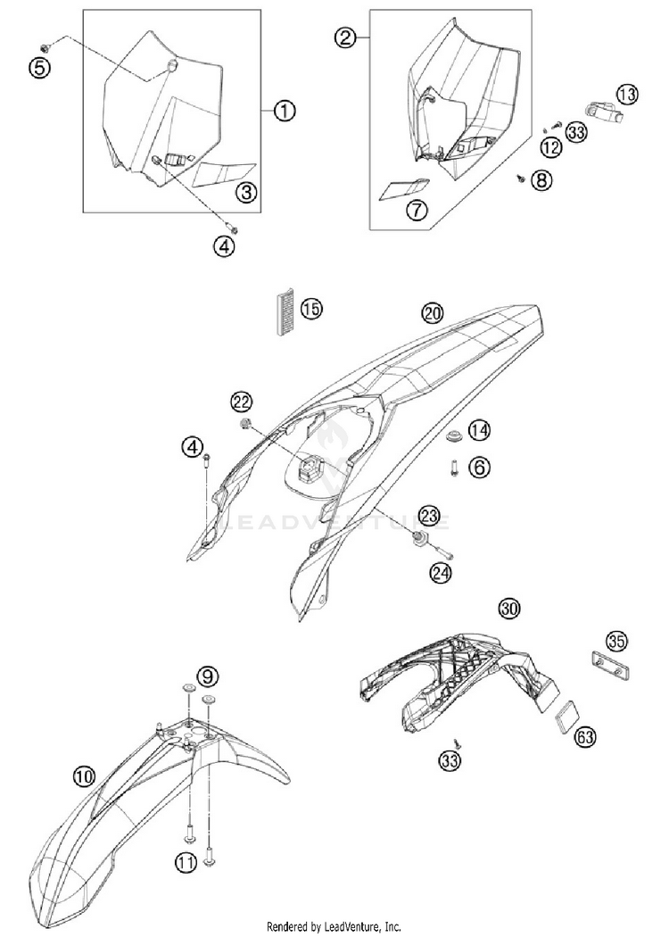 Mask, Fenders 500 EXC Chassis - 2012 Schematic
