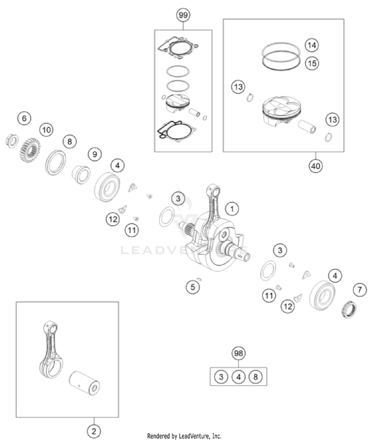 Crankshaft, Piston 350 SX-F ENGINE - 2026 Schematic