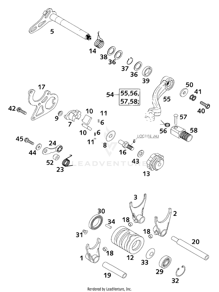 Shifting Mechanism 200 EXC Engine - 2001 Schematic