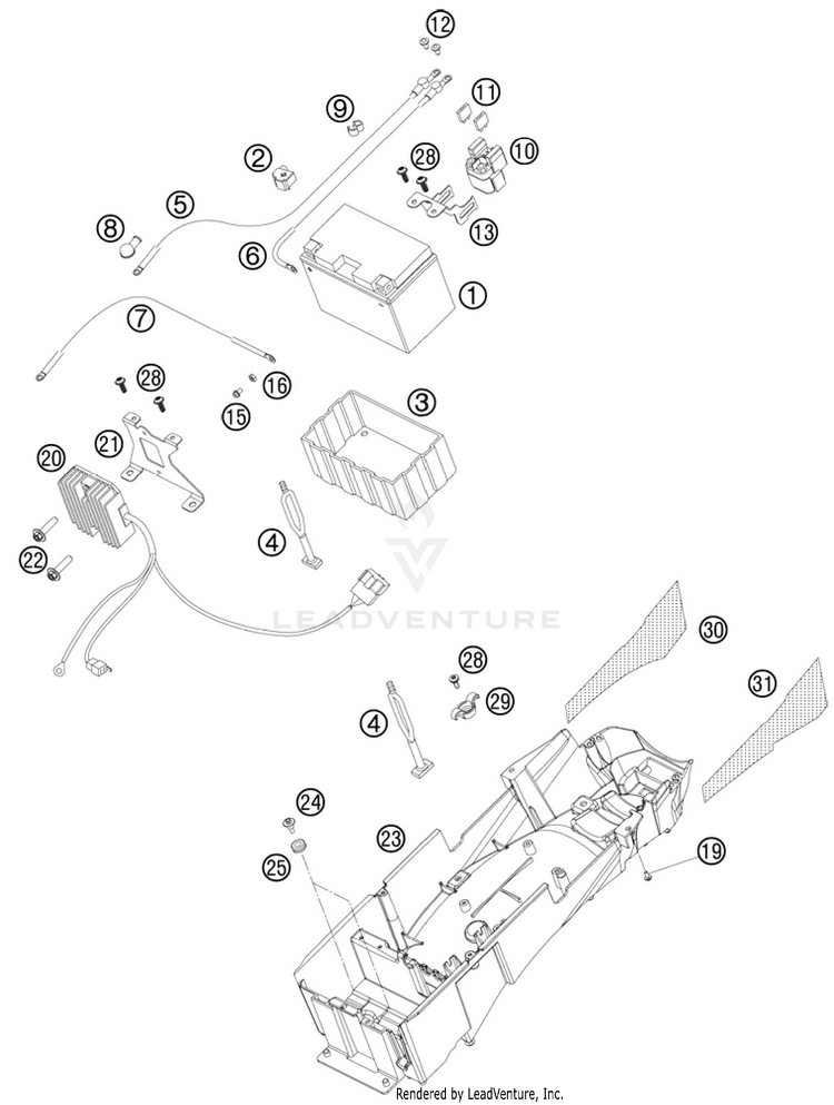 Battery 990 Supermoto T Orange Chassis - 2010 Schematic