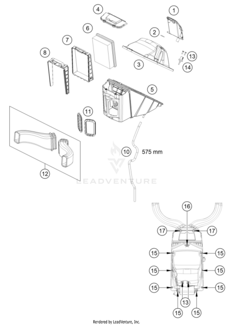 Air Filter 1290 SUPER ADVENTURE S, grey CHASSIS - 2023 Schematic