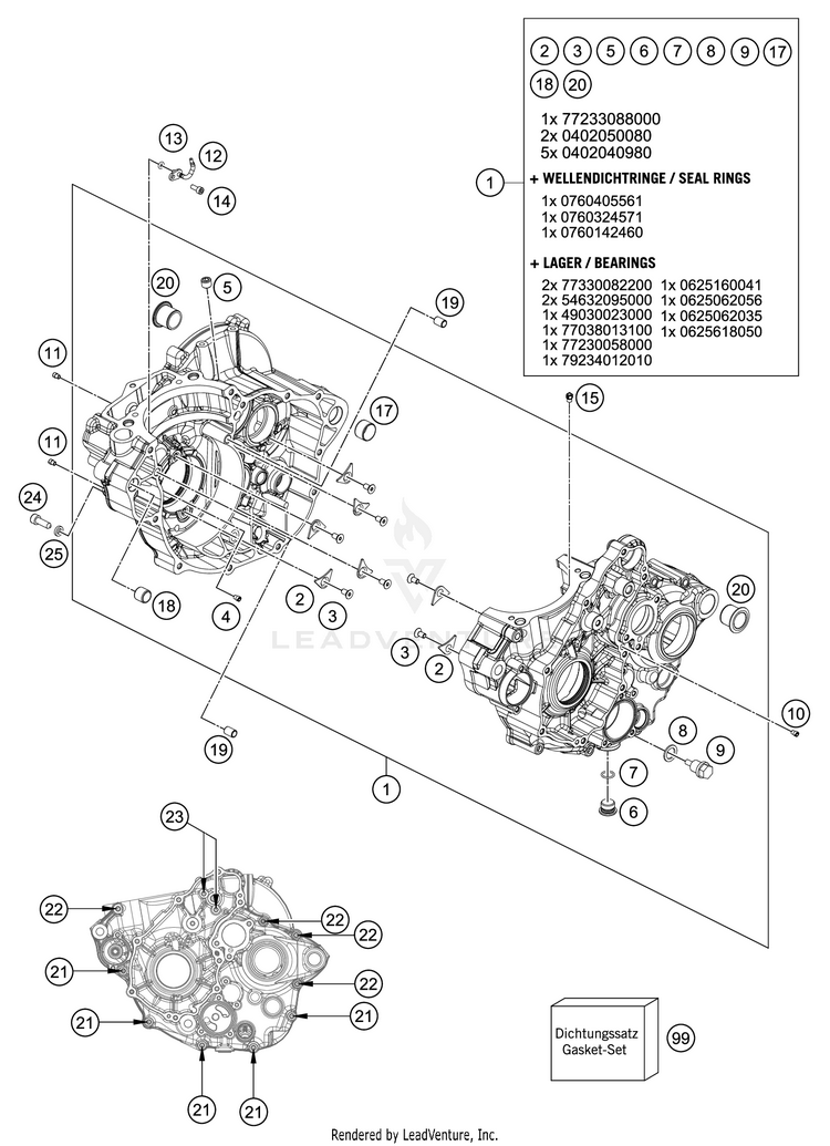 Engine Case 350 SX-F Engine - 2021 Schematic