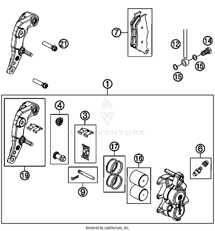 Brake Caliper Front 690 Enduro Chassis - 2011 Schematic