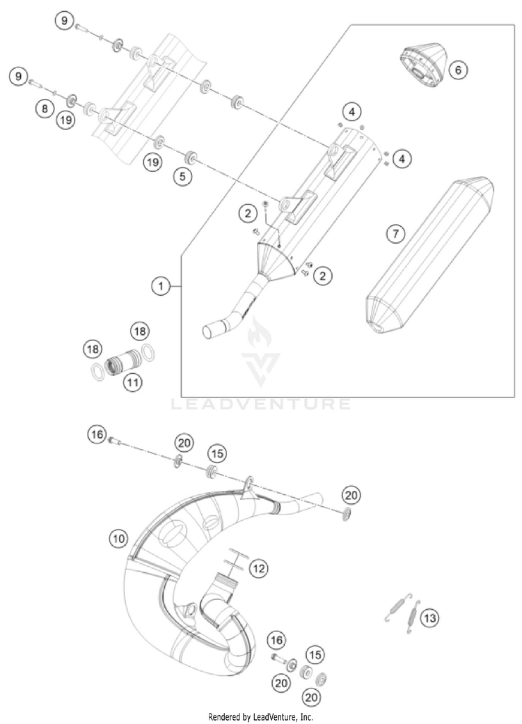 Exhaust System 300 XC-W US CHASSIS - 2024 Schematic
