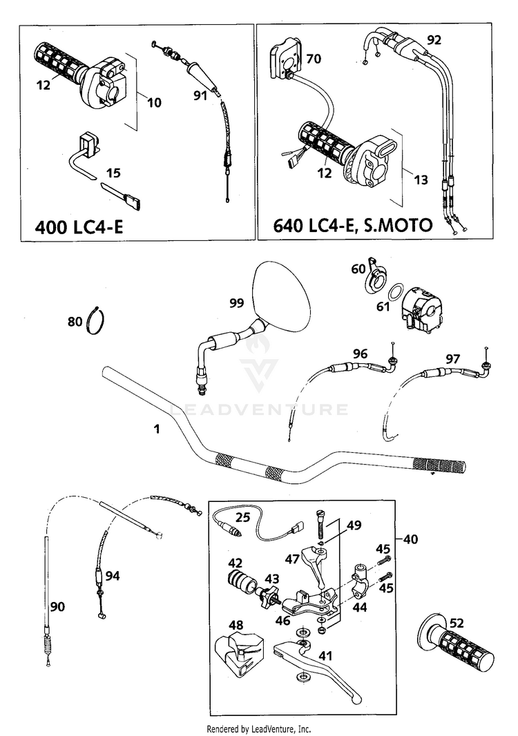 Handlebar, Controls 640 LC4-E Chassis - 2000 Schematic