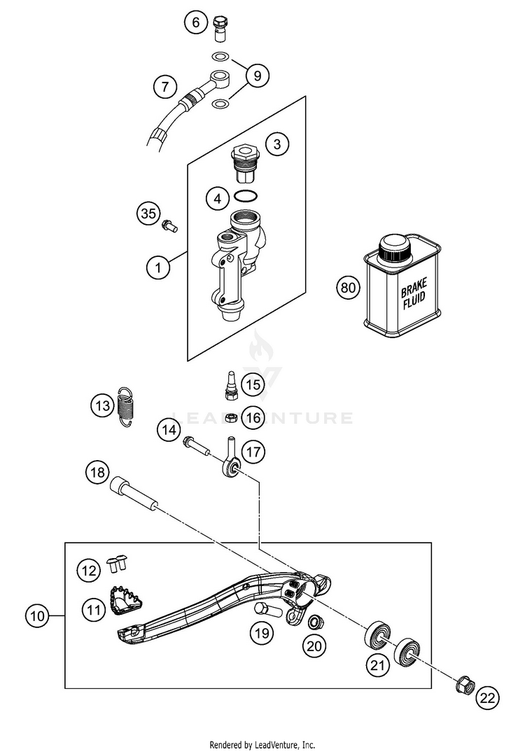 Rear Brake Control 300 XC-W TPI CHASSIS - 2020 Schematic