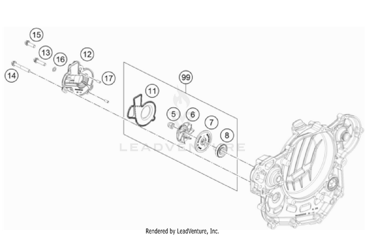 Water Pump 500 EXC-F USA Engine - 2022 Schematic