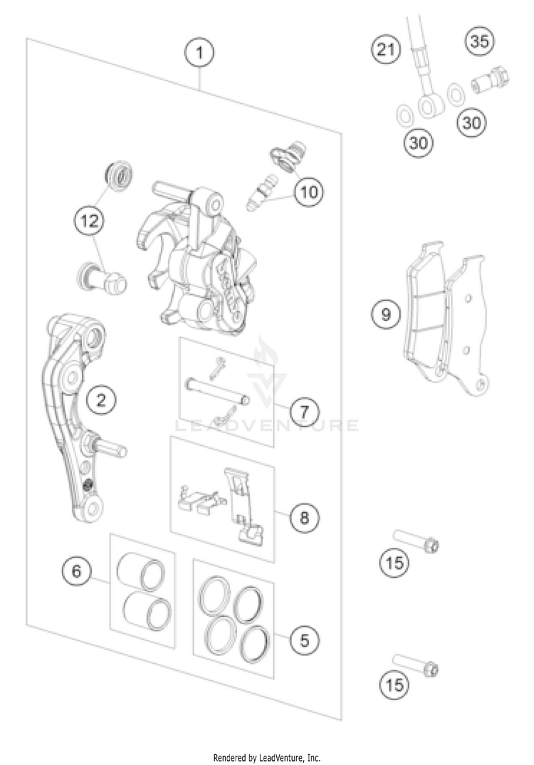 Front Brake Caliper 350 EXC-F US CHASSIS - 2022 Schematic