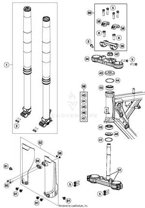 Front Fork, Triple Clamp Schematic