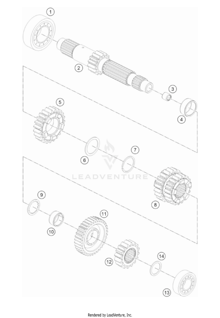 Transmission I - Main Shaft 1290 SUPER ADV. S/R Engine - 2022 Schematic
