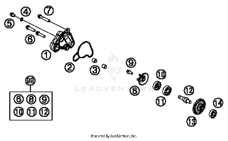 Water Pump 50 SX Mini Engine - 2014 Schematic