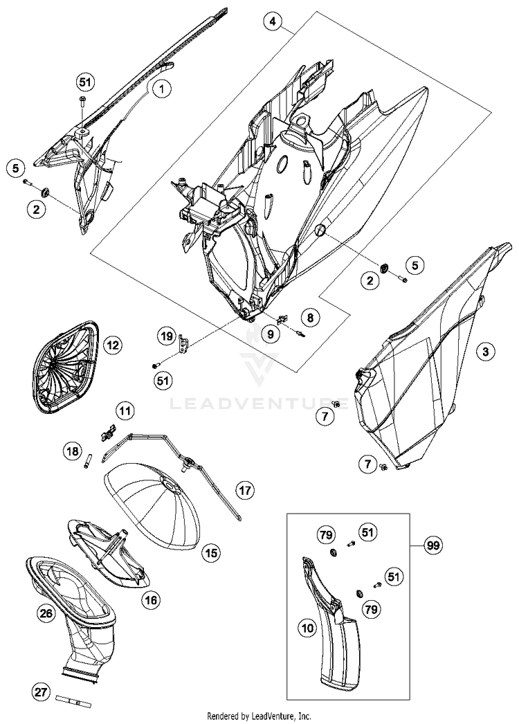 Air Filter 300 XCW Sixdays Chassis - 2014 Schematic