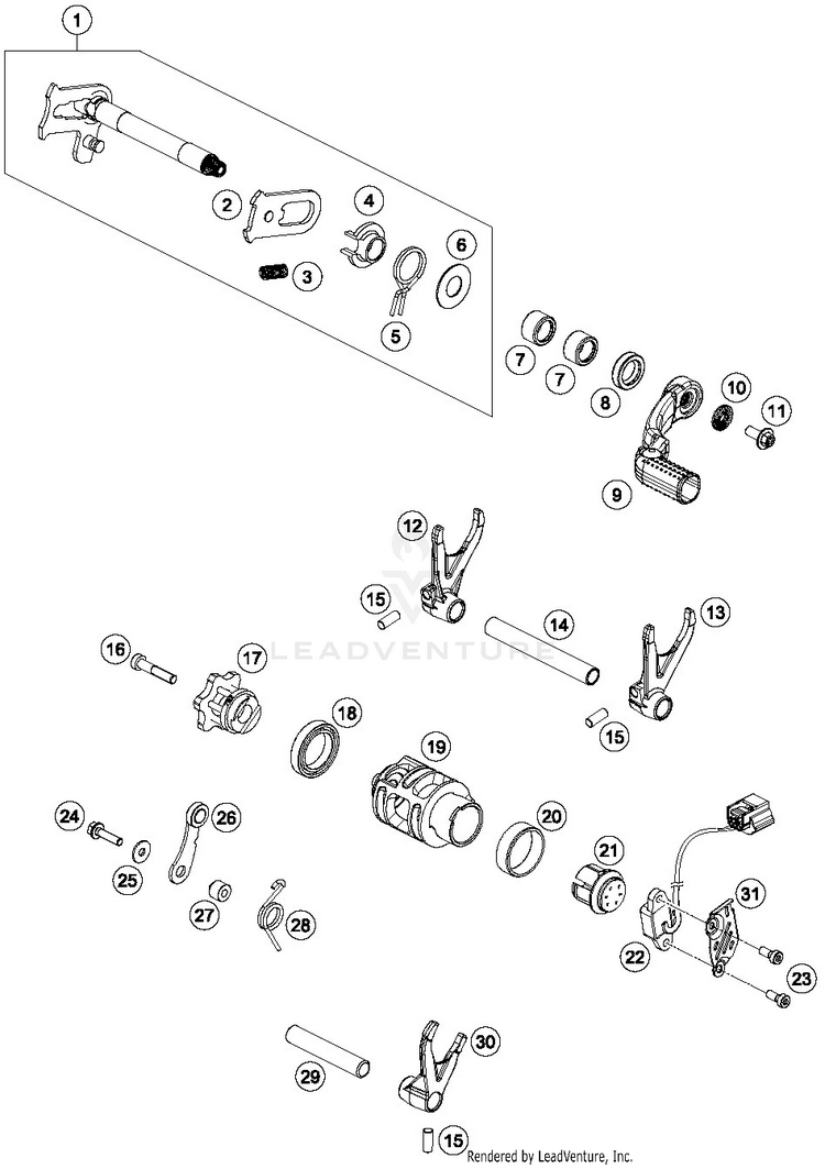 Shifting Mechanism 250 SX-F ENGINE - 2019 Schematic
