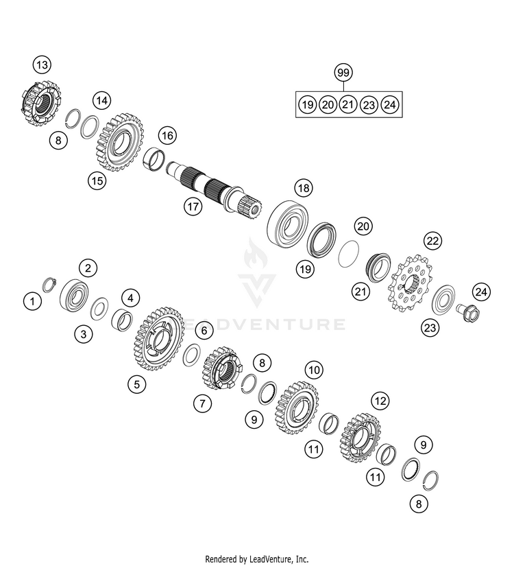 Transmission Ii - Countershaft 250 XC ENGINE - 2018 Schematic