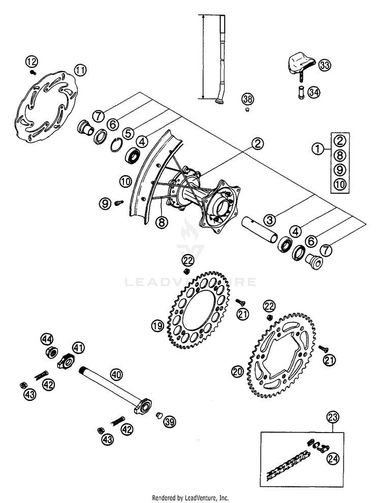 Rear Wheel 200 EXC Chassis - 2003 Schematic