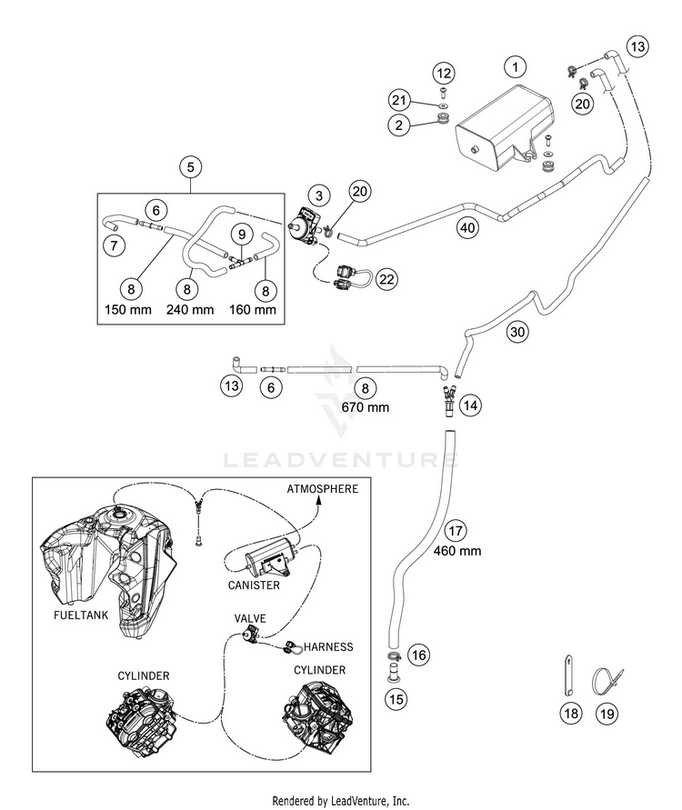 Evaporative Canister 1290 SUPER ADVENTURE S SILVER CHASSIS - 2020 Schematic