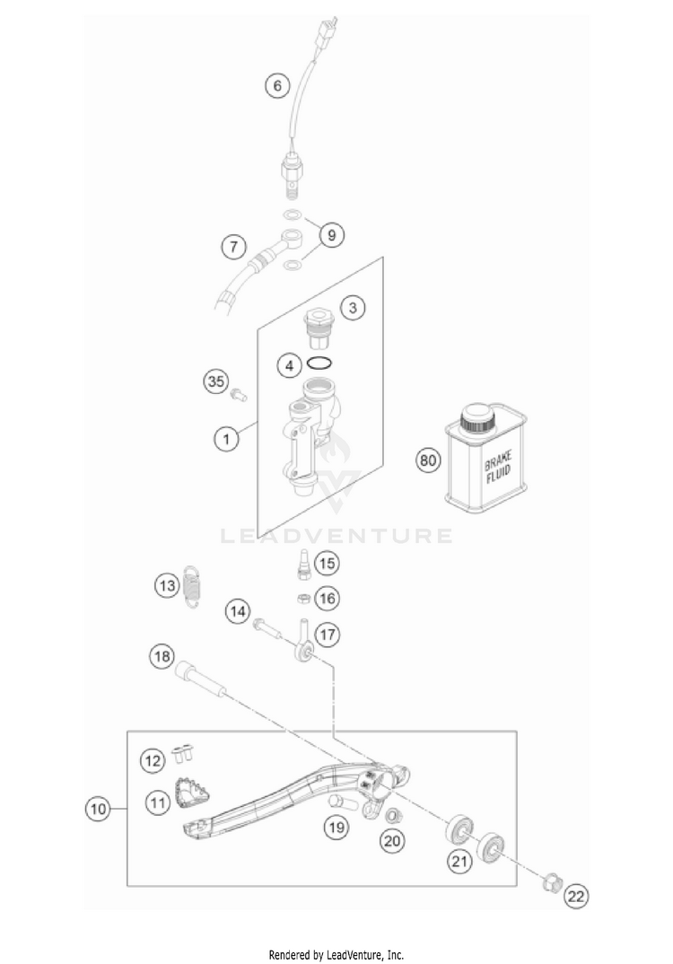 Rear Brake Control 350 EXC-F US CHASSIS - 2022 Schematic