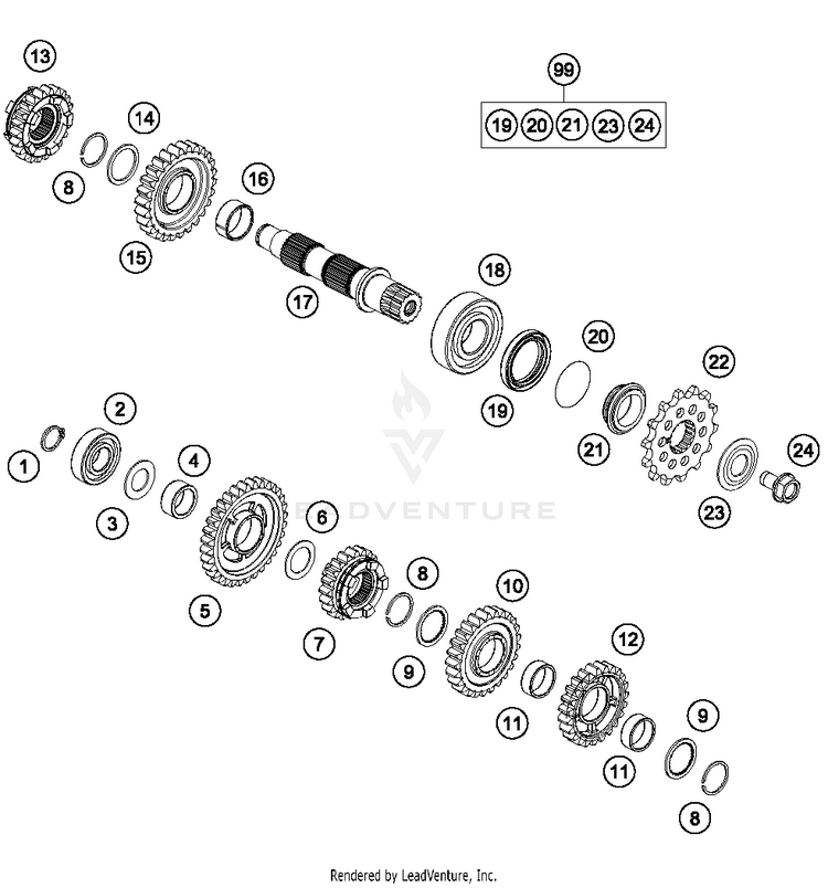Transmission Ii - Countershaft 250 XC-W TPI ENGINE - 2018 Schematic