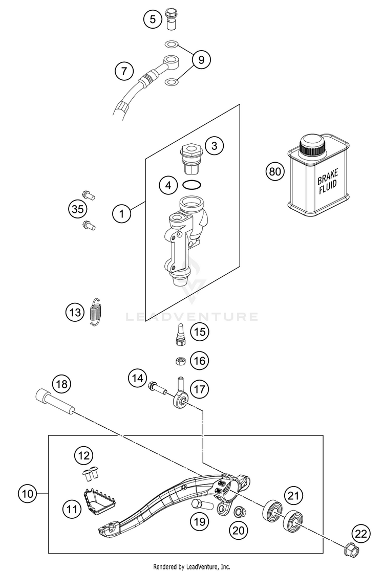 Rear Brake Control 350 SX-F CHASSIS - 2020 Schematic