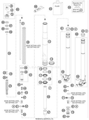 Front Fork, Disassembled Schematic