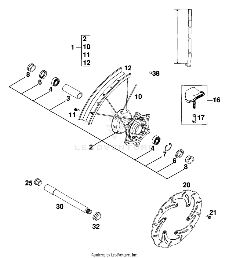 Front Wheel Sx, Exc 125 EXC Chassis - 2000 Schematic