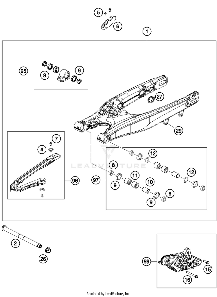 Swing Arm 250 XC-W TPI CHASSIS - 2018 Schematic