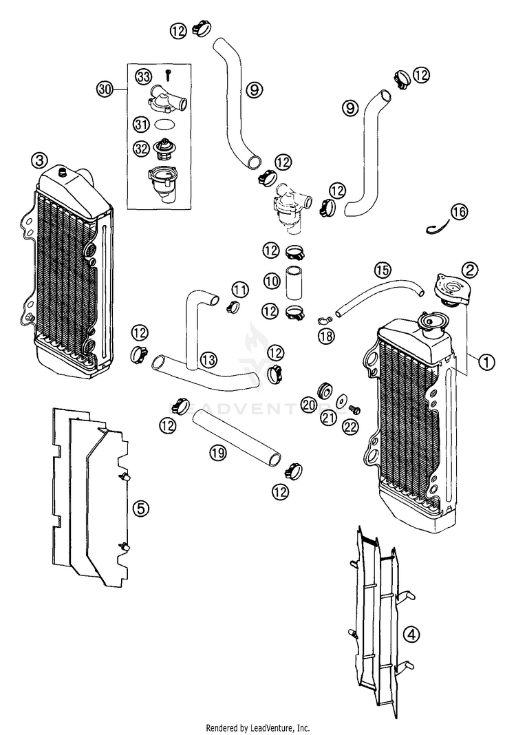 Cooling Systemn (Gs) 125 SX Engine - 2002 Schematic