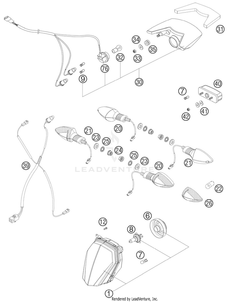 Lightning System 990 Supermoto R Chassis - 2010 Schematic
