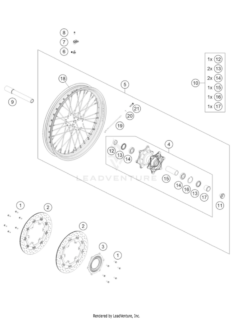 Front Wheel 1290 SUPER ADVENTURE R OT US CHASSIS - 2022 Schematic