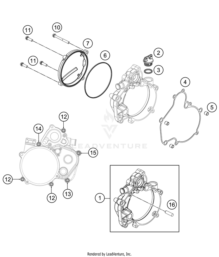 Clutch Cover 50 SX Engine - 2021 Schematic