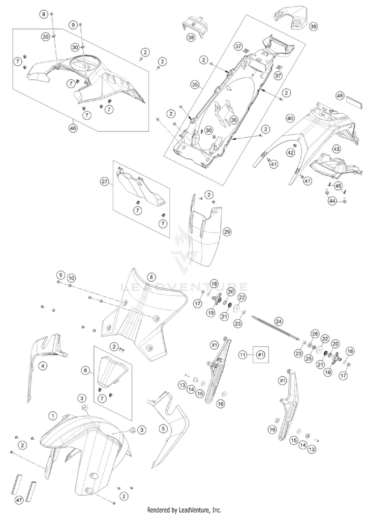 Mask, Fenders 1290 SUPER ADVENTURE S, grey CHASSIS - 2023 Schematic